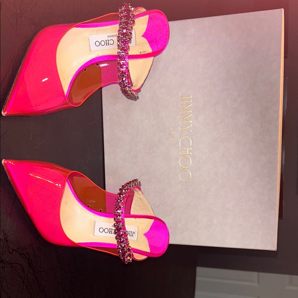 Jimmy Choo Pink Crystal Embellished Heels